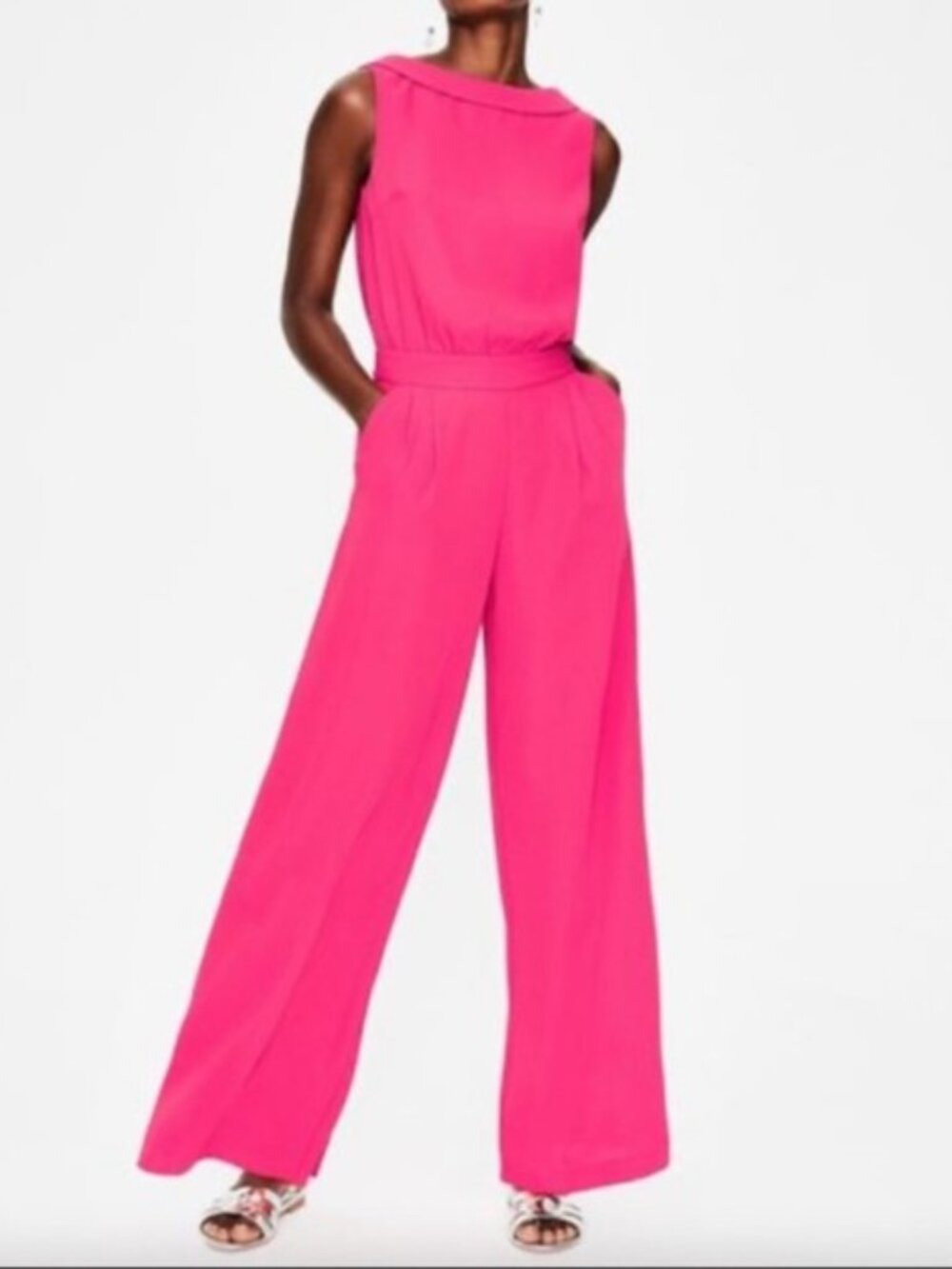 Boden Tutti Fruity Pink Clarissa Wide-Leg Jumpsuit - Picture 3 of 3